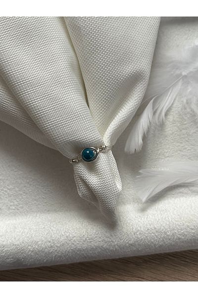 Pel Design Minimal Blue Tiger's Eye Stone Silver Color Wire Ring