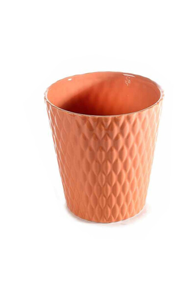 Decorer Flower Pot Ceramic Orange Ø 13 cm x 14 H