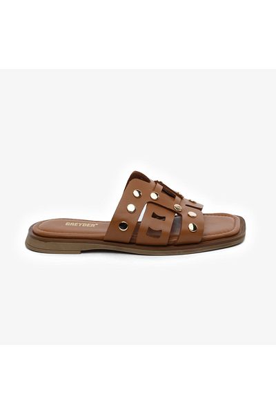 Greyder Papuci de damă din piele naturală maronie 5y2wt59250