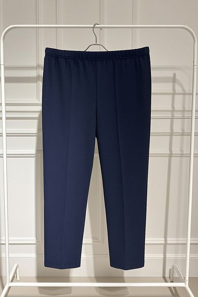 FATELLA Women's Mother Elastic Waist Comfort Comfortable Fit Front Striped Combed Cotton Trousers