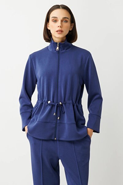 ON Beli Bağcıklı Dik Yaka Ceket Indıgo 54382