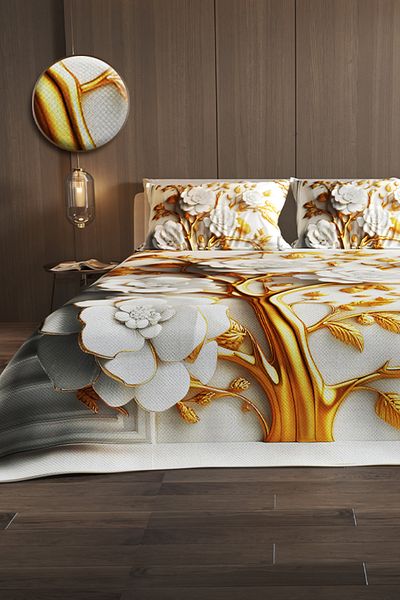 MonoHome 100% Cotton Double Pique Set Bedspread Special Woven Gold