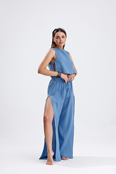 COLLECTİON Maria muslin tkanina, kratke pantalone sa bočnim vezanjem i detalj...