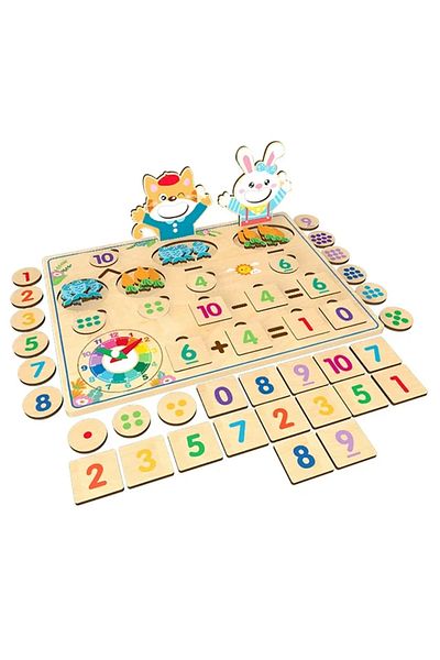 OEM Joc educativ pentru copii, Montessori, invata matematica si ceasul, Multicolor