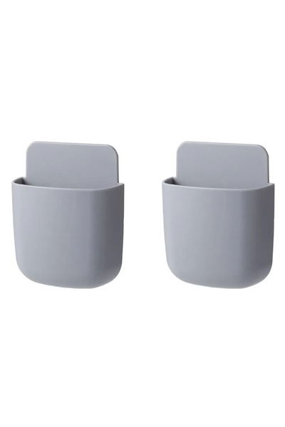 Vikefon صندوق تخزين مثبت على الحائط مكون من قطعتين باللون الرمادي لغرفة المعي...