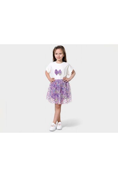 Little Pumpkin Girl's Floral Eid Top and Bottom Skirt Set, Girl's Summer Top and Bottom Set
