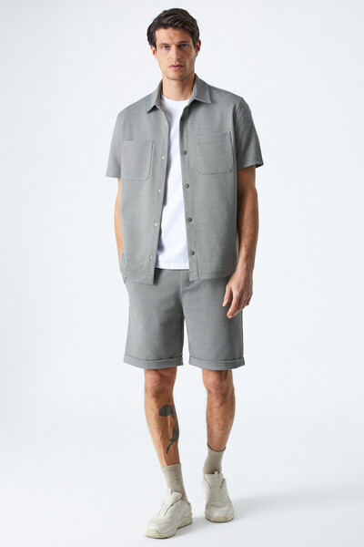 GRIMELANGE ARDIAN Erkek Comfort Fit Cepli Kordonlu Lastikli Bel Yeşil Şort & Bermuda