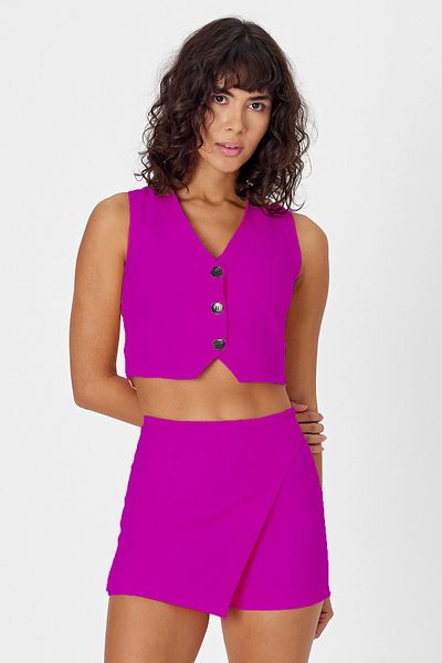 Yavuz Kapıcı Crop Vest & Shorts Skirt Set Original Cut