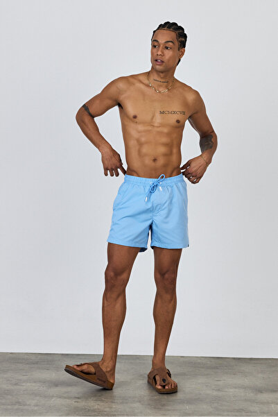 MADZEYMODA Baby Blue Lined Ανδρικό Premium Σορτς Νερού Mz95093