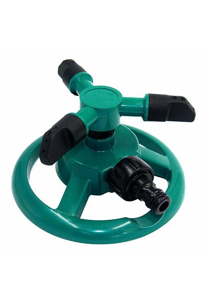 Aptel Automatic rotating garden sprinkler with 3 arms, plastic, 2 operating modes, green/black