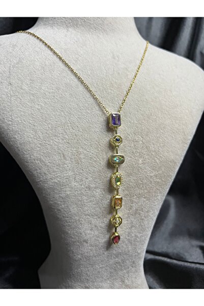 Fam&Co Jewelry Renkli Taşlı Y Kolye – Zarif ve Işıltılı Tasarım