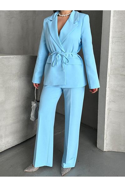 MYGİYİMİSTANBUL Waist-Tied Blazer Jacket Trousers Set