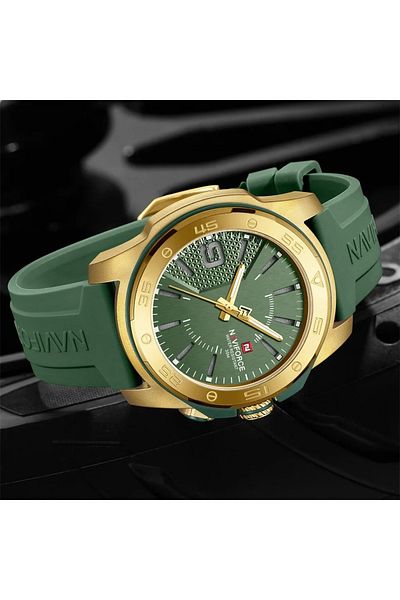Naviforce Waterproof Men’s Watch with Japanese Quartz Movement and Night-Luminous Silicone Strap