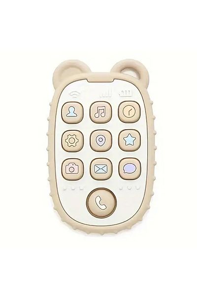 OEM Mini silicone teething toy phone, cream