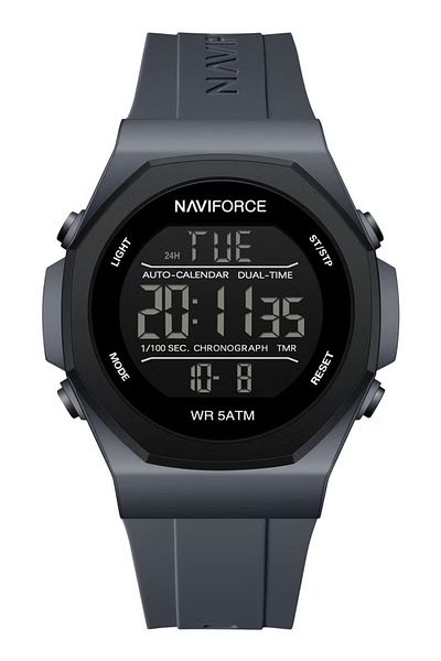 Naviforce Fumed Silica Strap Multifunctional Digital LCD Wrist Watch For Men