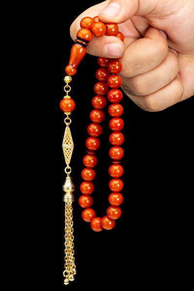 OTTOTESBİH Ottoman Faturan Model Very Old Syria Casting Marriage Prayer Beads 11mm Crimping Amber Prayer Beads