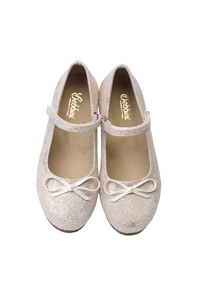 Bebbini Dream-Special Day Ecru Bow Vegan Leather Girls' Ballerinas