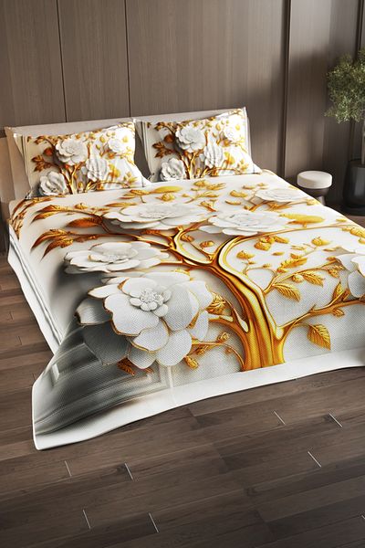 MonoHome 100% Cotton Double Pique Set Bedspread Special Woven Gold