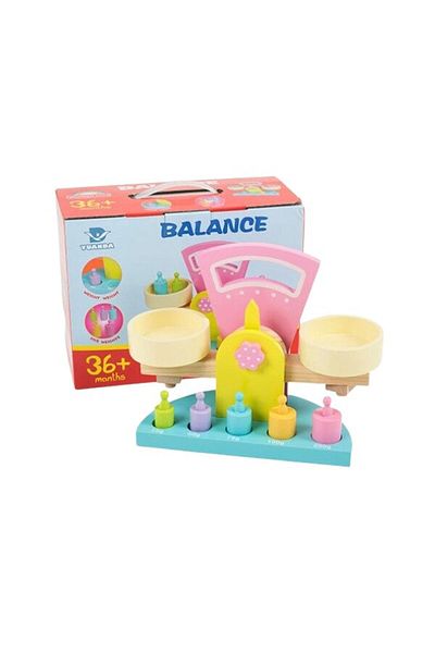 OEM Jucarie interactiva Montessori, balanta din lemn cu 5 greutati