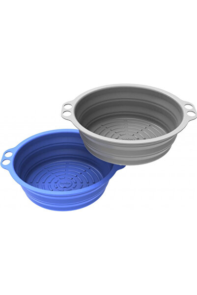 hotder Комплект от 2 сгъваеми чинии за фритюрник Hotder, силикон, сиво/синьо,...