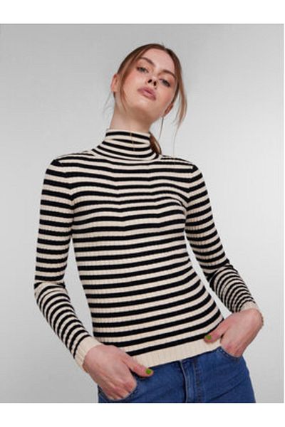 PIECES Women's Turtleneck 17115049 Beige, Colorful