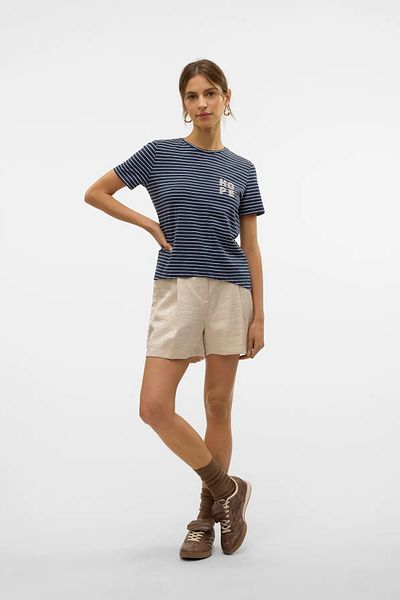 Vero Moda تي شيرت Vmsımone نسائي بأكمام قصيرة 100% قطن 10328170 أزرق داكن