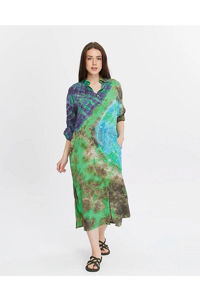Ranasubaşı Batik Shirt Dress Green