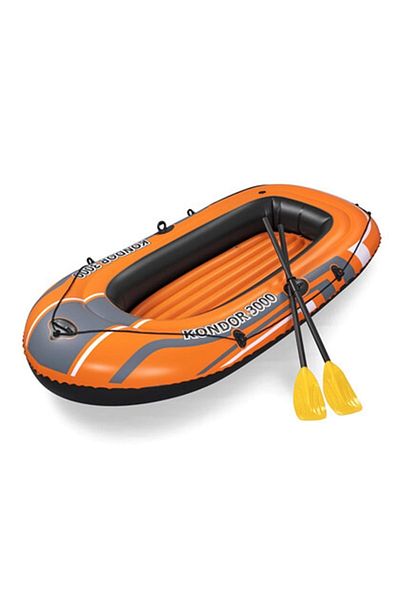 PopŞeker Kondor 3000 Inflatable Base Boat Set 3 Person Pump + Paddle 242 × 141 Cm: Water Fun Without Borders!