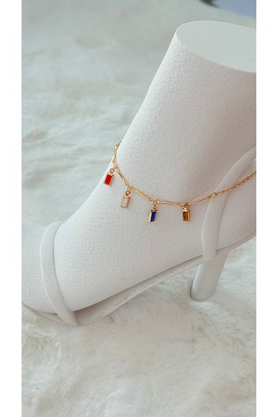 GM TAKI Colorful Rectangular Detailed Anklet