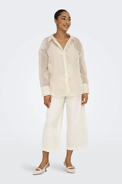 ONLY Women's Onloregon Inner Blouse Embroidery Detailed Shirt 15350694 Beige