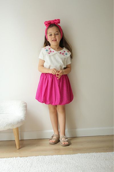 Elidabutik Embroidered Baby Collar Shiny Balloon Skirt Suit
