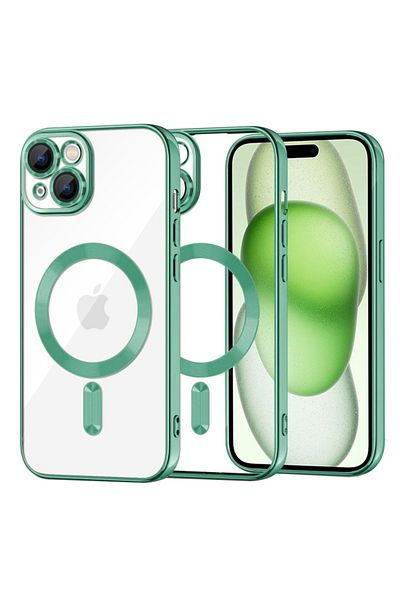 SKYDDAR INNOVATION Case for iPhone 15 Plus, Luxury Shield Magsafe, Shockproof Protection, Green, sticker set