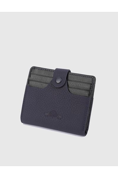 İLVİ Rainier Genuine Leather Unisex Navy Blue Wallet
