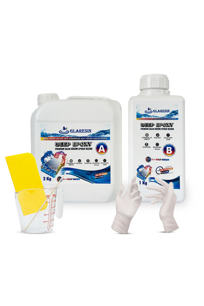 GLARESIN CLEAR EPOXY RESIN ULTRA ŞEFFAF 3 kg KALIN DÖKÜM ( 4-7 cm ) Masa Sehp...