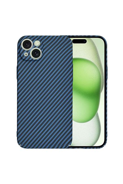 SKYDDAR INNOVATION Case for iPhone 15 Plus, carbon texture, Carbonite FiberShell, Cyan, sticker set