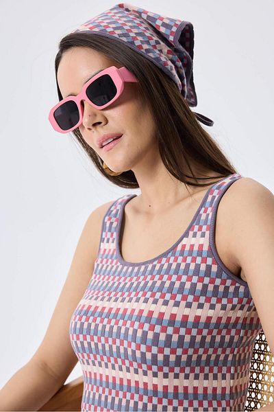 Peraluna Isla, Jacquard Organic Cotton Knitwear Bandana - Multi Lila