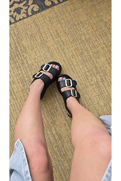Melinta Shoes صندل نسائي بكعب عريض وحزام مزدوج من Melinta