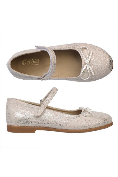 Bebbini Dream-Special Day Ecru Bow Vegan Leather Girls' Ballerinas