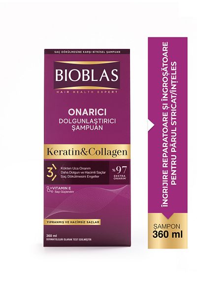 Bioblas Șampon pentru îngrijirea părului cu cheratina și colagen 360 ml Păr subțire și deteriorat