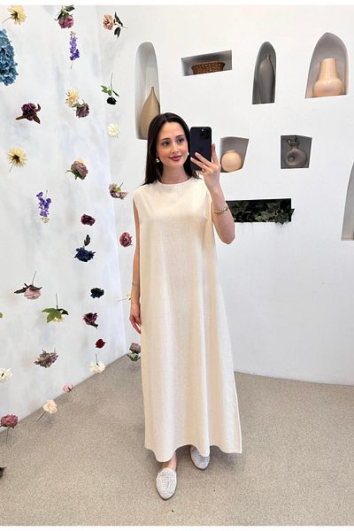 Ranasubaşı Rs Linen Underwear Dress Cream