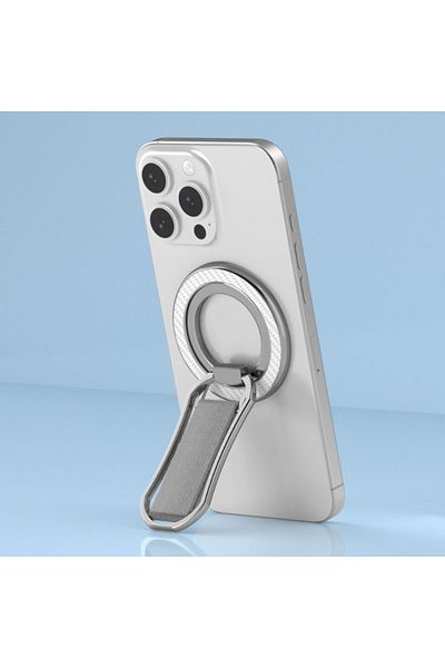 Choice GRAY Magnetic Ring Holder with Velcro Wristband for iphone16 15 14 13 12 series 360° Rotation Foldab