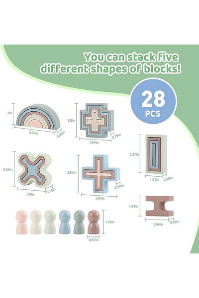 OEM Educational game, Different shapes and Montessori Cylinders, Wooden, 28 pieces