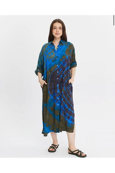Ranasubaşı Batik Shirt Dress Blue