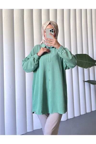 Modamorfo Stone Detailed Ruffle Loose Tunic - Y.