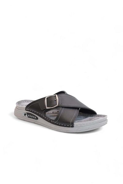 Konfores 2164-Enova Buckle Full Anatomical Sole Men's Slippers Compatible for Daily, Umrah and Hajj