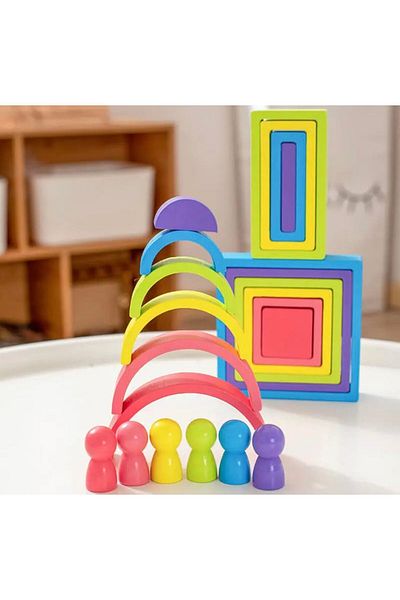 OEM Educational game, Rainbow and Montessori Cylinders, Wooden, 28 pieces