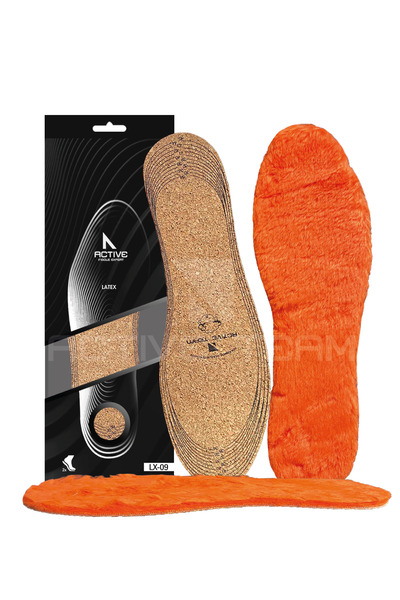 ACTIVE TEAM LX09 - Vegan Doğal Mantar Turuncu Peluş | Doğal Isı, Soğuk Havalara Özel, Sıcak Tutan Iç Tabanlık