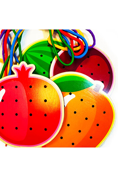 sallma Montessori Wooden Lacing Fruits Game