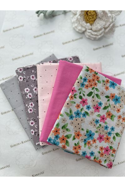 goblenkanaviçe Set Cotton Fabric, 5 Pcs 50X110 Cm, Fabrics for Sewing Bags