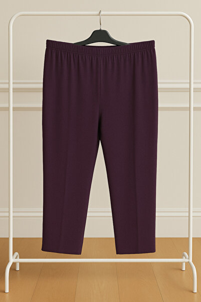 FATELLA Kadın Anne Beli Lastikli Comfort Rahat Kalıp Önü Çizgili Penye Pantolon